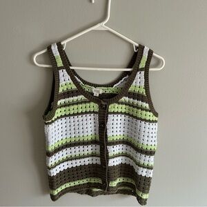 A.N.A Green Crochet Vest - Size M